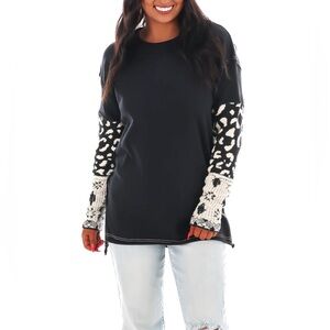 WE THE  FREE /  FREE  PEOPLE Tiger Style Cuff Top Oversized Boho Size Small